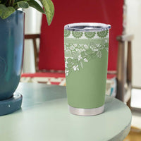 Fiji Marau na Kerisimasi Tumbler Cup Sage Green Tagimoucia Tapa Masi Tribal - Polynesian Pride