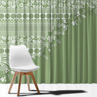Fiji Marau na Kerisimasi Window Curtain Sage Green Tagimoucia Tapa Masi Tribal - Polynesian Pride
