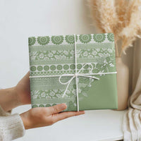 Fiji Marau na Kerisimasi Wrapping Paper Sage Green Tagimoucia Tapa Masi Tribal - Polynesian Pride