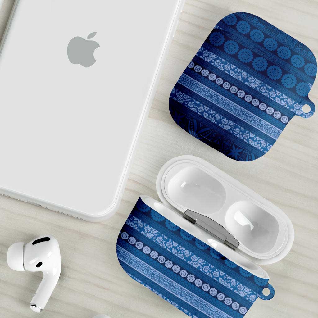 Fiji Marau na Kerisimasi AirPods Case Blue Tapa Masi Inspired Christmas - Polynesian Pride