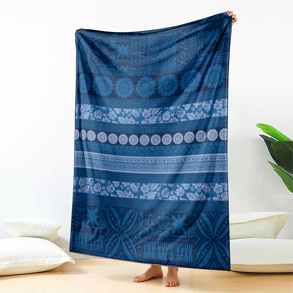 Fiji Marau na Kerisimasi Blanket Blue Tapa Masi Inspired Christmas - Polynesian Pride