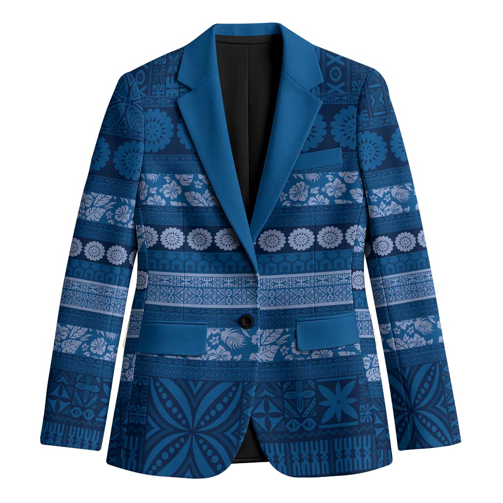 Fiji Marau na Kerisimasi Blazer Blue Tapa Masi Inspired Christmas - Polynesian Pride
