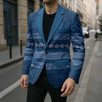 Fiji Marau na Kerisimasi Blazer Blue Tapa Masi Inspired Christmas - Polynesian Pride