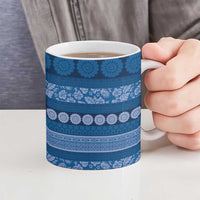 Fiji Marau na Kerisimasi Ceramic Mug Blue Tapa Masi Inspired Christmas - Polynesian Pride