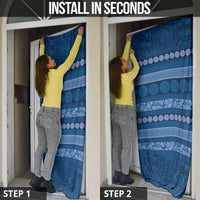 Fiji Marau na Kerisimasi Door Cover Blue Tapa Masi Inspired Christmas - Polynesian Pride