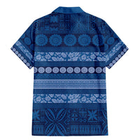 Fiji Marau na Kerisimasi Family Matching Mermaid Dress and Hawaiian Shirt Blue Tapa Masi Inspired Christmas - Polynesian Pride