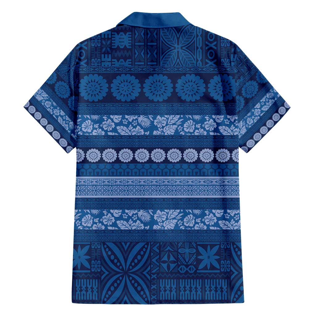 Fiji Marau na Kerisimasi Family Matching Tank Maxi Dress and Hawaiian Shirt Blue Tapa Masi Inspired Christmas - Polynesian Pride