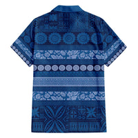 Fiji Marau na Kerisimasi Family Matching Tank Maxi Dress and Hawaiian Shirt Blue Tapa Masi Inspired Christmas - Polynesian Pride