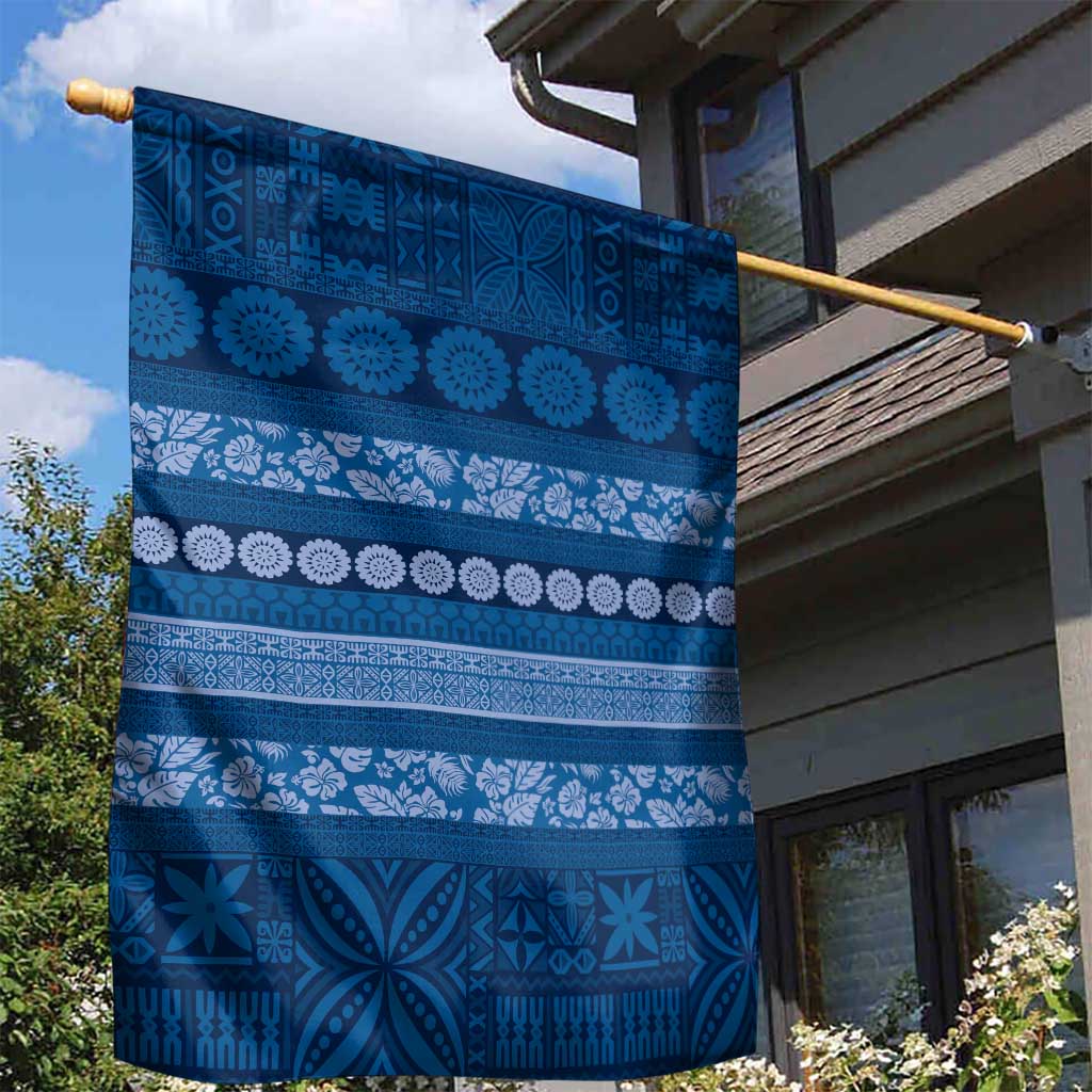 Fiji Marau na Kerisimasi Garden Flag Blue Tapa Masi Inspired Christmas - Polynesian Pride