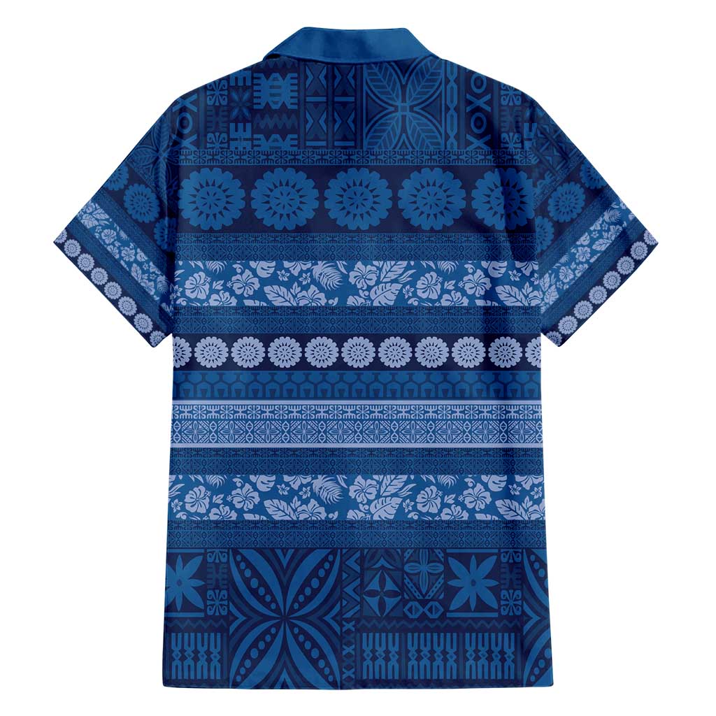 Fiji Marau na Kerisimasi Hawaiian Shirt Blue Tapa Masi Inspired Christmas - Polynesian Pride
