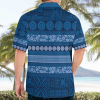 Fiji Marau na Kerisimasi Hawaiian Shirt Blue Tapa Masi Inspired Christmas - Polynesian Pride