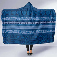 Fiji Marau na Kerisimasi Hooded Blanket Blue Tapa Masi Inspired Christmas - Polynesian Pride