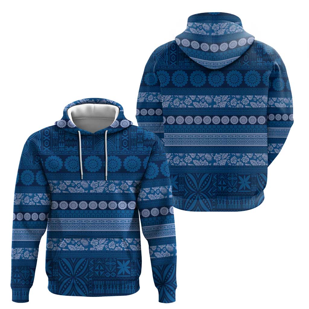 Fiji Marau na Kerisimasi Hoodie Blue Tapa Masi Inspired Christmas - Polynesian Pride