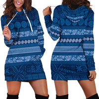 Fiji Marau na Kerisimasi Hoodie Dress Blue Tapa Masi Inspired Christmas - Polynesian Pride