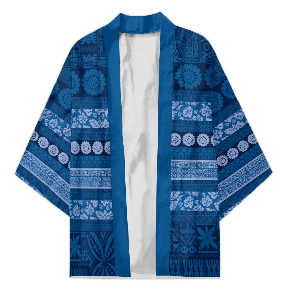 Fiji Marau na Kerisimasi Kimono Blue Tapa Masi Inspired Christmas LT9 Unisex Blue - Polynesian Pride