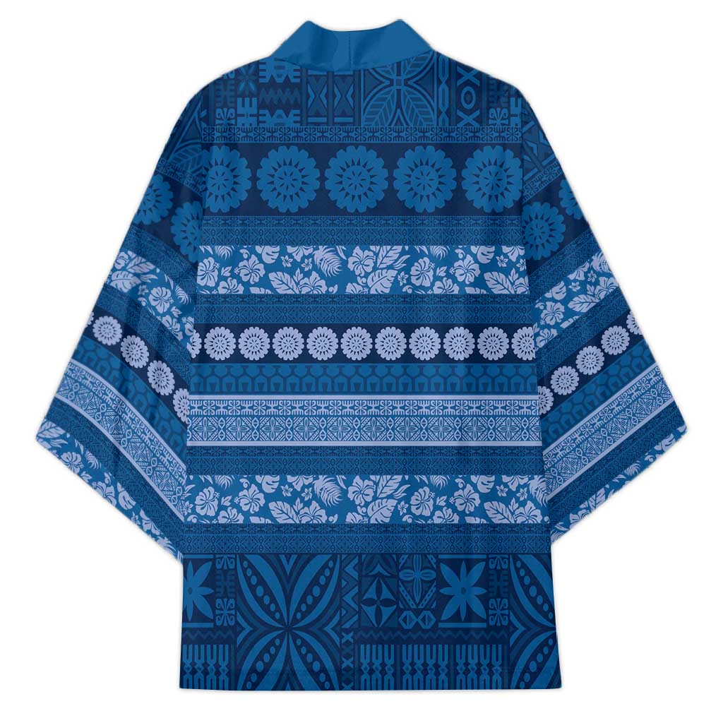 Fiji Marau na Kerisimasi Kimono Blue Tapa Masi Inspired Christmas LT9 - Polynesian Pride