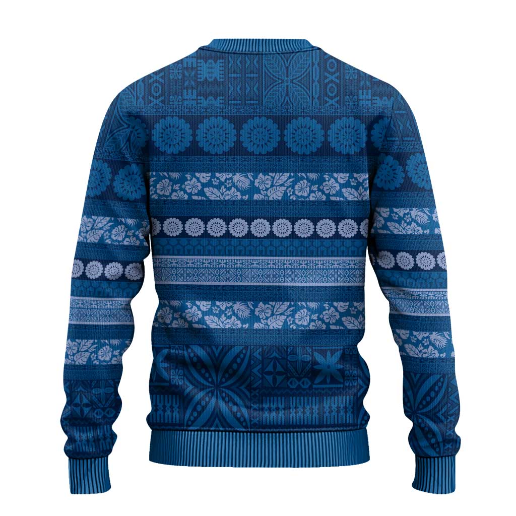 Fiji Marau na Kerisimasi Ugly Christmas Sweater Blue Tapa Masi Inspired Christmas - Polynesian Pride