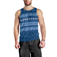 Fiji Marau na Kerisimasi Men Tank Top Blue Tapa Masi Inspired Christmas - Polynesian Pride