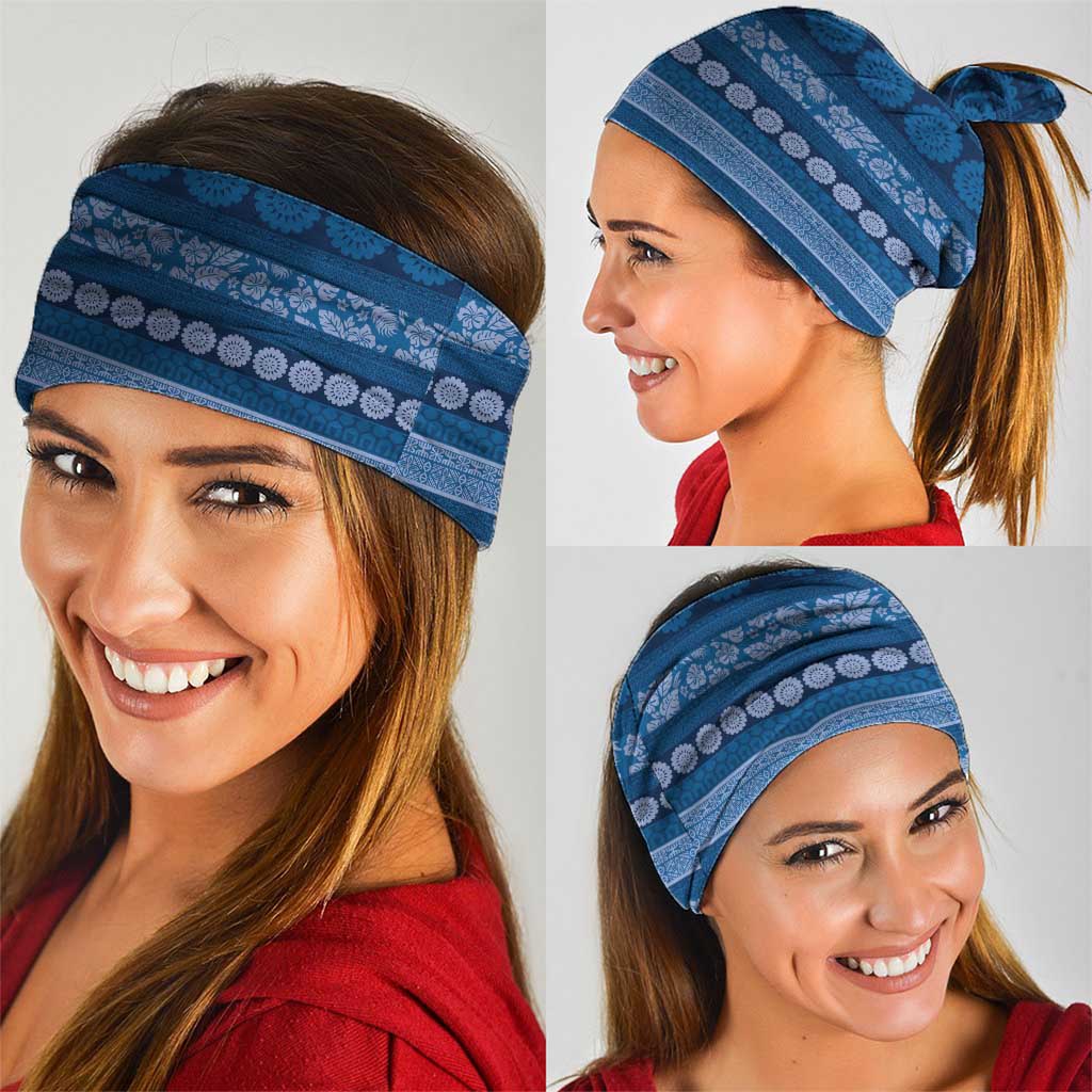 Fiji Marau na Kerisimasi Neck Gaiter Blue Tapa Masi Inspired Christmas - Polynesian Pride
