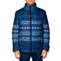 Fiji Marau na Kerisimasi Padded Jacket Blue Tapa Masi Inspired Christmas - Polynesian Pride