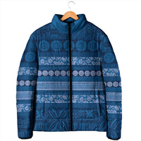 Fiji Marau na Kerisimasi Padded Jacket Blue Tapa Masi Inspired Christmas - Polynesian Pride
