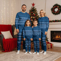 Fiji Marau na Kerisimasi Christmas Pajama Set Blue Tapa Masi Inspired Christmas - Polynesian Pride