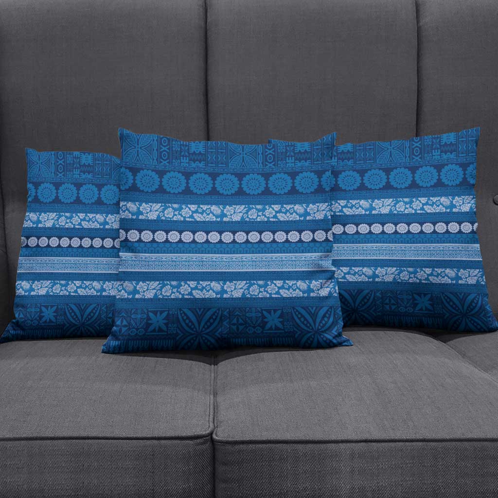 Fiji Marau na Kerisimasi Pillow Cover Blue Tapa Masi Inspired Christmas - Polynesian Pride