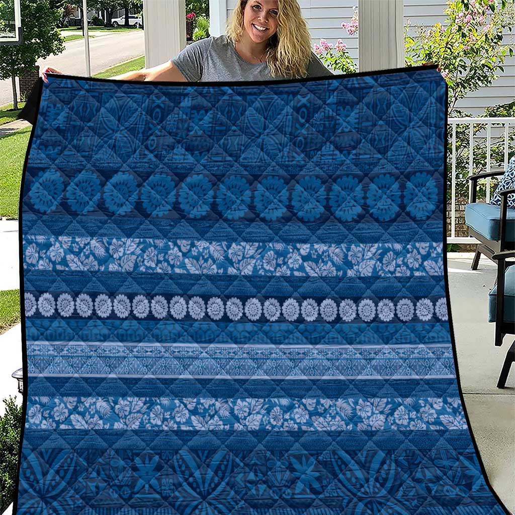 Fiji Marau na Kerisimasi Quilt Blue Tapa Masi Inspired Christmas LT9 Blue - Polynesian Pride