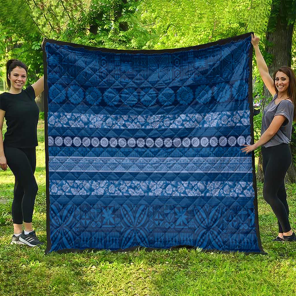 Fiji Marau na Kerisimasi Quilt Blue Tapa Masi Inspired Christmas LT9 - Polynesian Pride