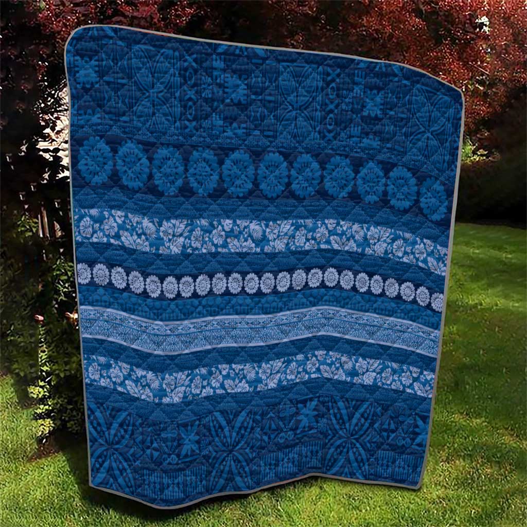 Fiji Marau na Kerisimasi Quilt Blue Tapa Masi Inspired Christmas LT9 - Polynesian Pride