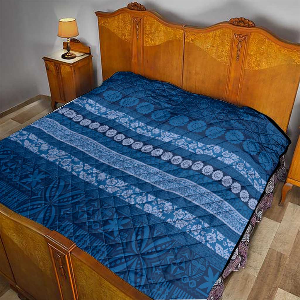 Fiji Marau na Kerisimasi Quilt Blue Tapa Masi Inspired Christmas LT9 - Polynesian Pride