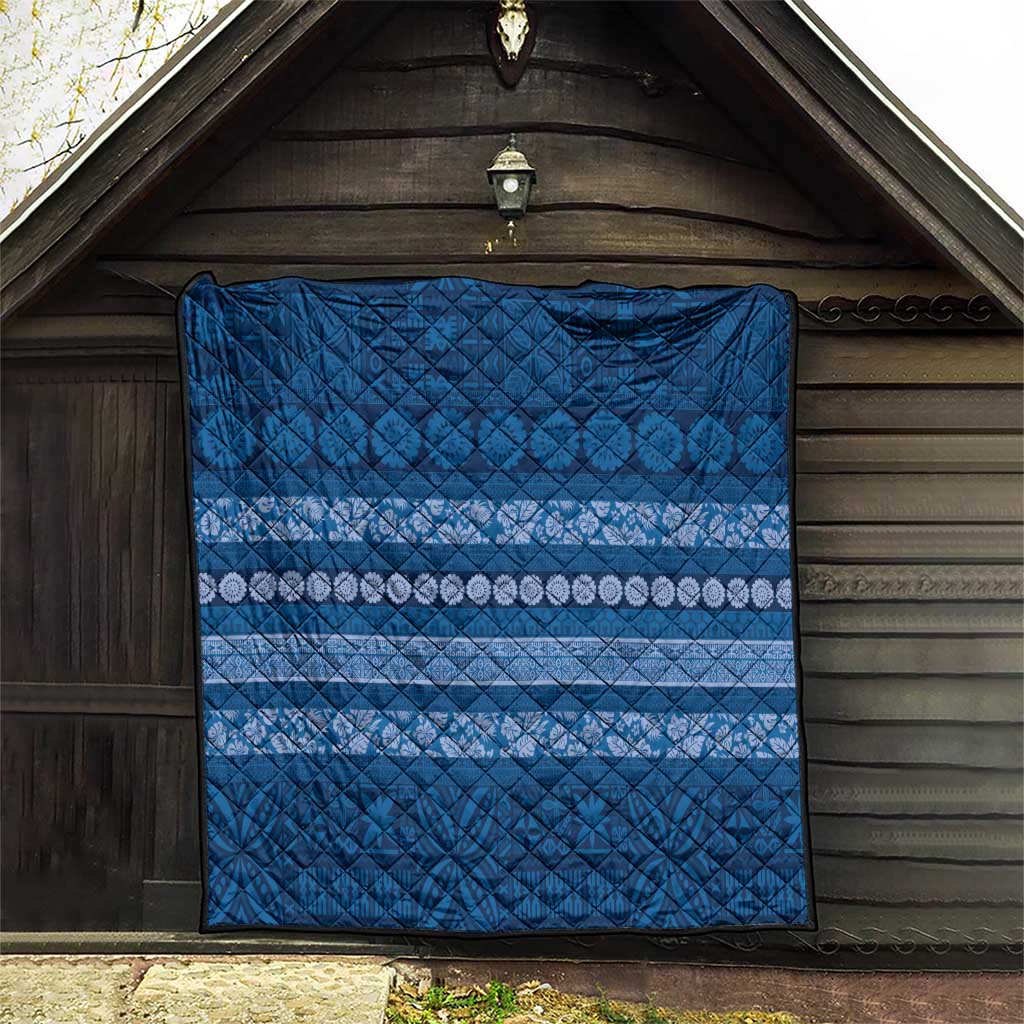 Fiji Marau na Kerisimasi Quilt Blue Tapa Masi Inspired Christmas LT9 - Polynesian Pride