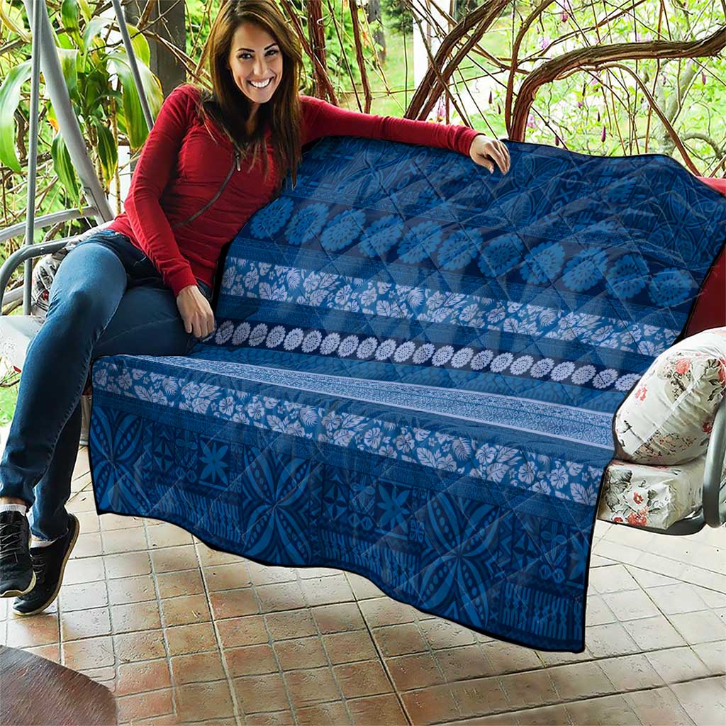 Fiji Marau na Kerisimasi Quilt Blue Tapa Masi Inspired Christmas LT9 - Polynesian Pride