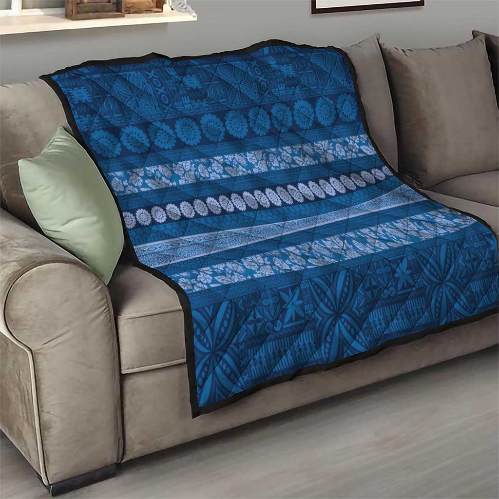 Fiji Marau na Kerisimasi Quilt Blue Tapa Masi Inspired Christmas LT9 - Polynesian Pride