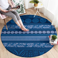 Fiji Marau na Kerisimasi Round Carpet Blue Tapa Masi Inspired Christmas - Polynesian Pride