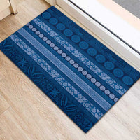 Fiji Marau na Kerisimasi Rubber Doormat Blue Tapa Masi Inspired Christmas - Polynesian Pride
