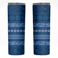 Fiji Marau na Kerisimasi Skinny Tumbler Blue Tapa Masi Inspired Christmas - Polynesian Pride
