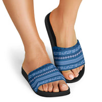 Fiji Marau na Kerisimasi Slide Sandals Blue Tapa Masi Inspired Christmas - Polynesian Pride