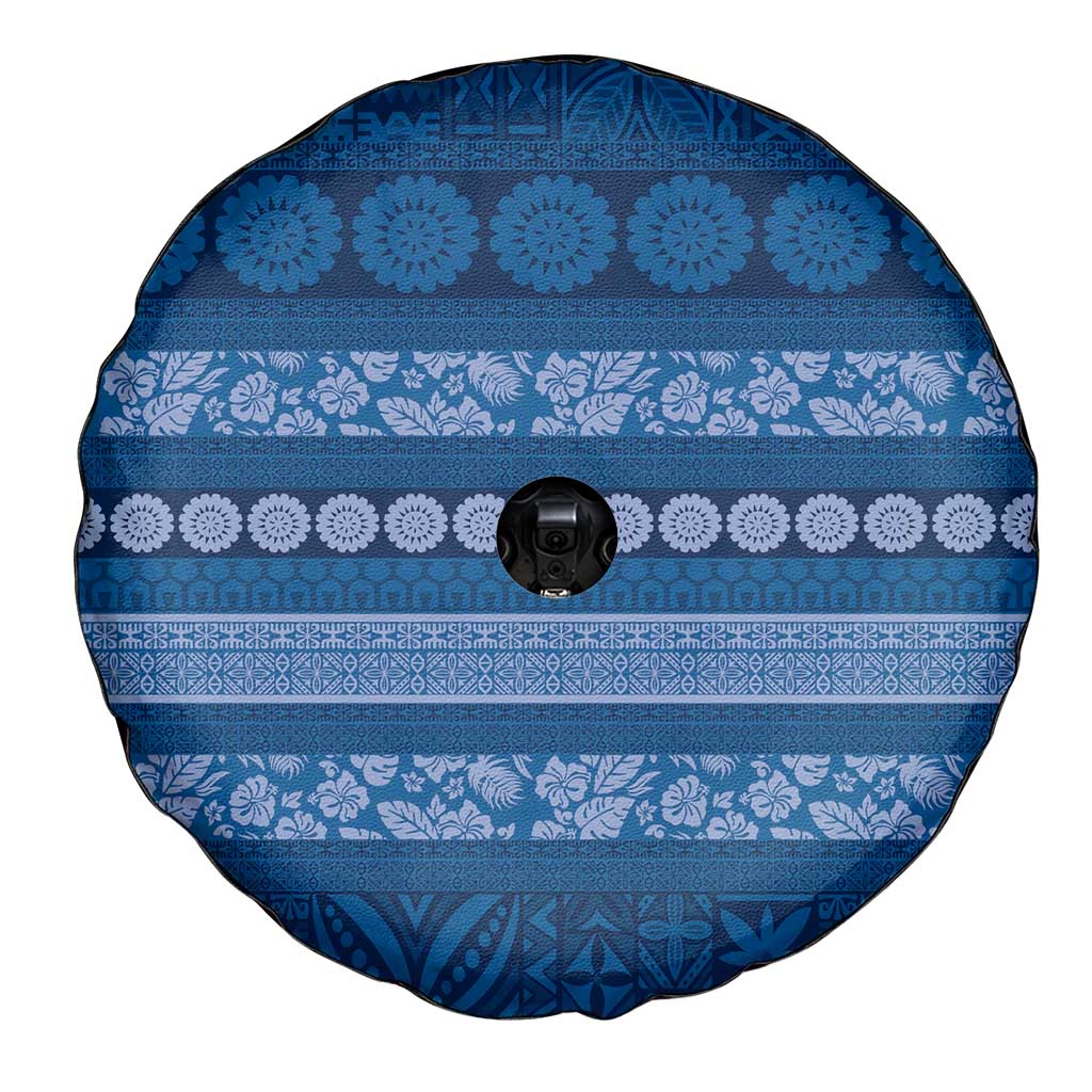 Fiji Marau na Kerisimasi Spare Tire Cover Blue Tapa Masi Inspired Christmas - Polynesian Pride