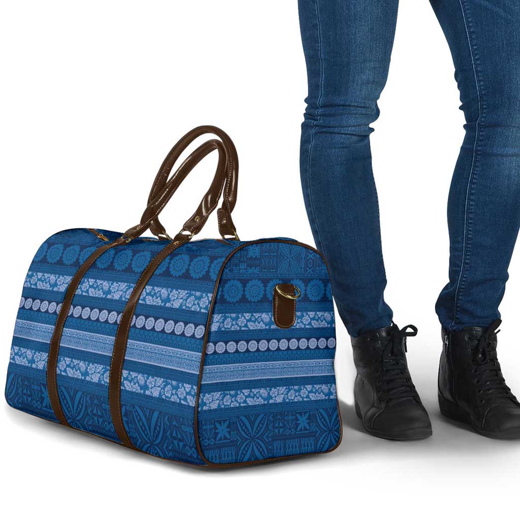 Fiji Marau na Kerisimasi Travel Bag Blue Tapa Masi Inspired Christmas - Polynesian Pride