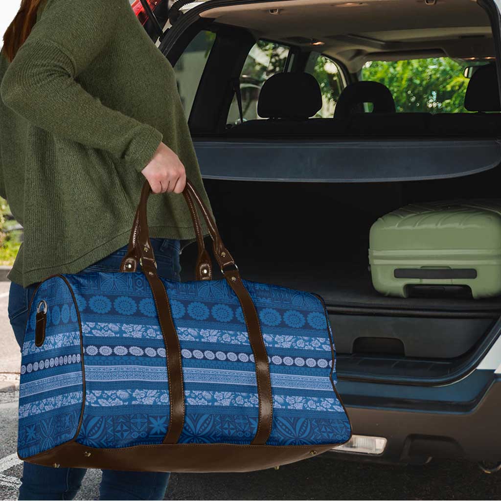 Fiji Marau na Kerisimasi Travel Bag Blue Tapa Masi Inspired Christmas - Polynesian Pride