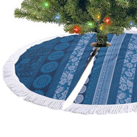 Fiji Marau na Kerisimasi Tree Skirt Blue Tapa Masi Inspired Christmas - Polynesian Pride