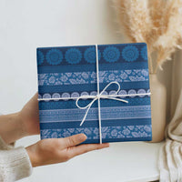 Fiji Marau na Kerisimasi Wrapping Paper Blue Tapa Masi Inspired Christmas - Polynesian Pride