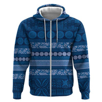 Fiji Marau na Kerisimasi Zip Hoodie Blue Tapa Masi Inspired Christmas - Polynesian Pride