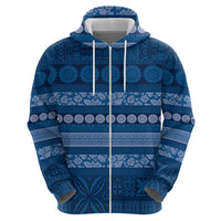 Fiji Marau na Kerisimasi Zip Hoodie Blue Tapa Masi Inspired Christmas - Polynesian Pride