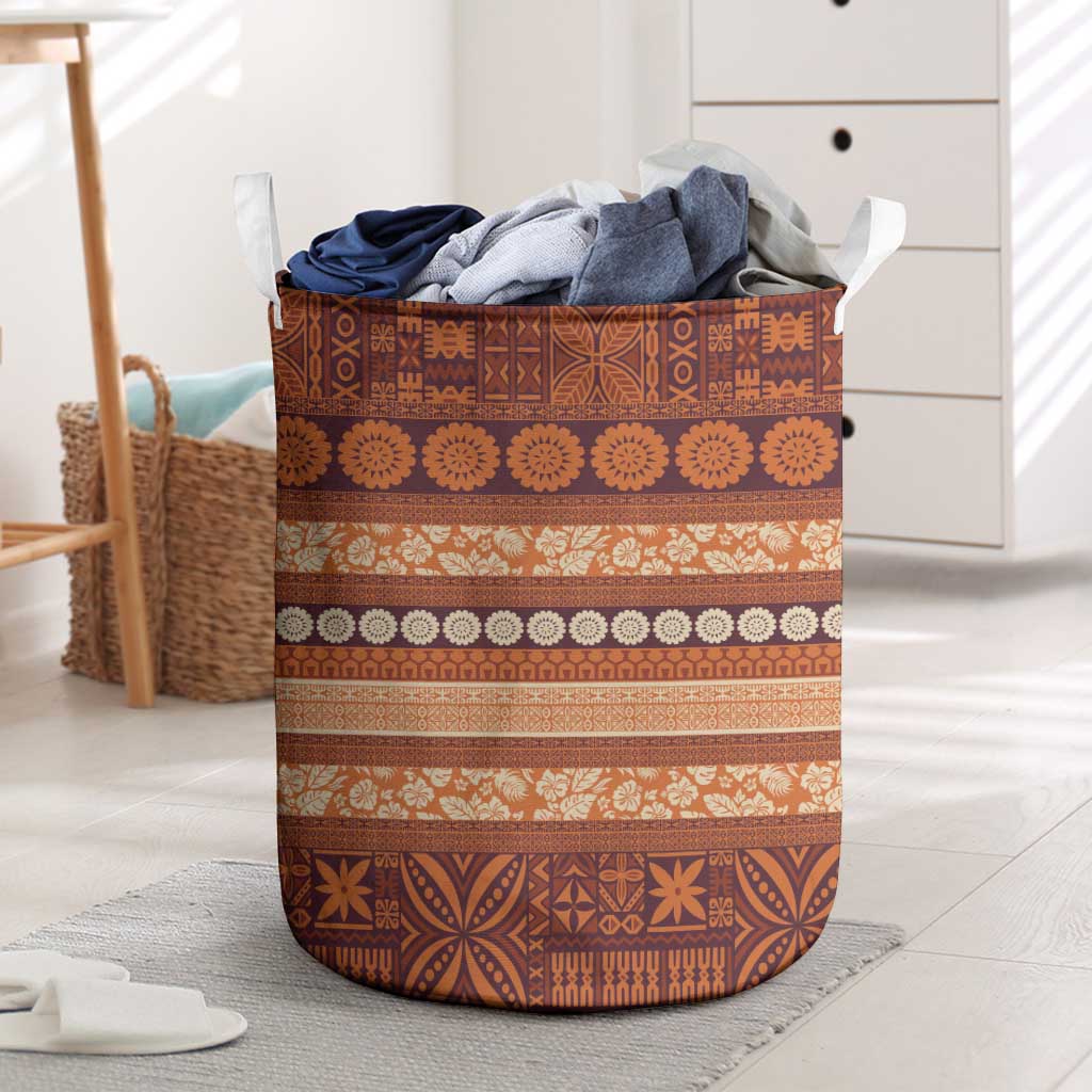 Fiji Marau na Kerisimasi Laundry Basket Gold Tapa Masi Inspired Christmas - Polynesian Pride
