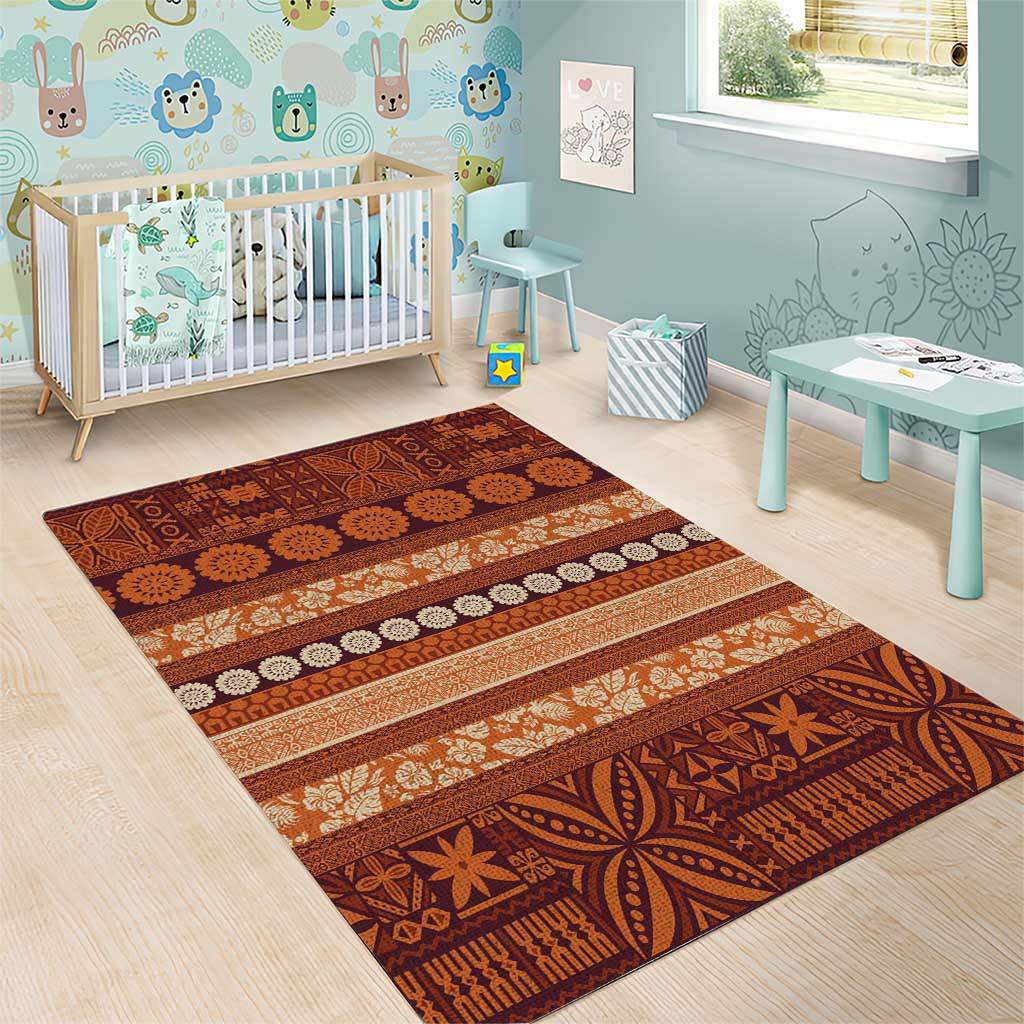 Fiji Marau na Kerisimasi Area Rug Gold Tapa Masi Inspired Christmas - Polynesian Pride