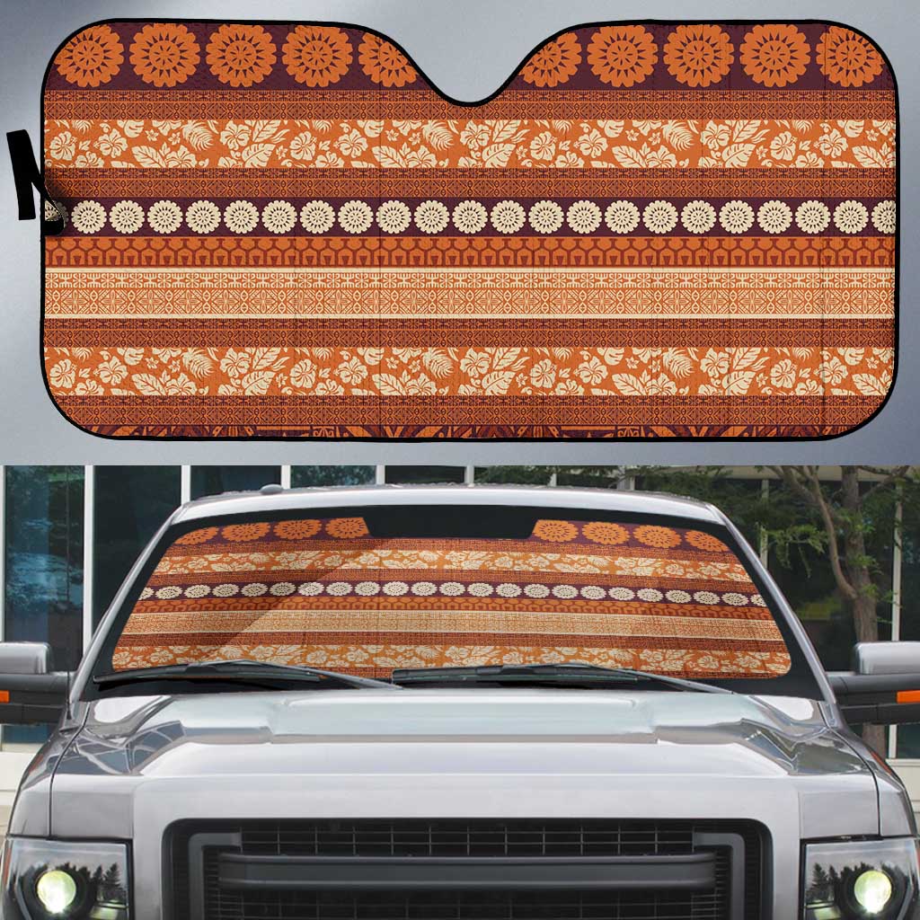 Fiji Marau na Kerisimasi Auto Sun Shade Gold Tapa Masi Inspired Christmas - Polynesian Pride