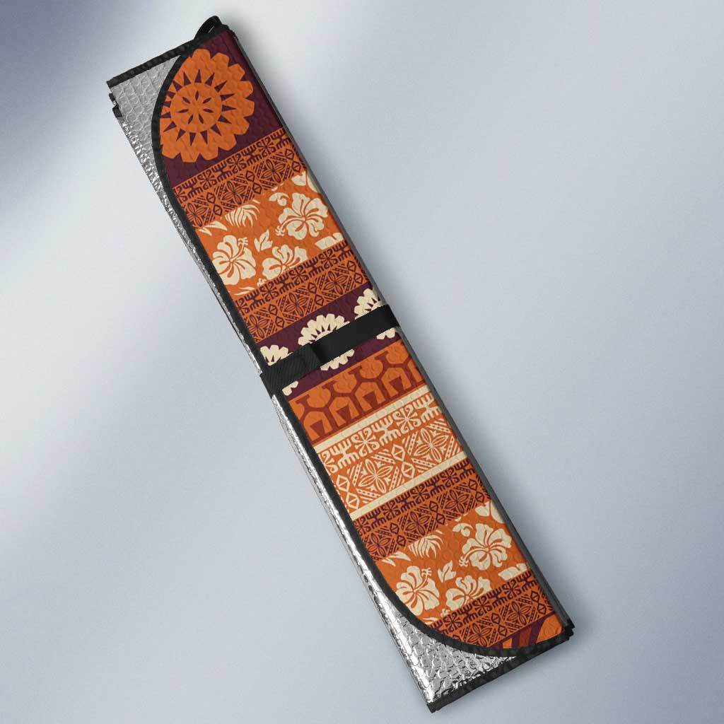 Fiji Marau na Kerisimasi Auto Sun Shade Gold Tapa Masi Inspired Christmas - Polynesian Pride
