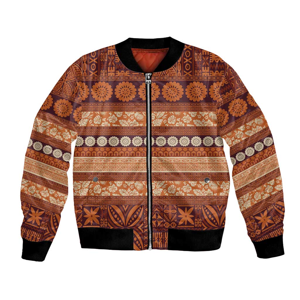 Fiji Marau na Kerisimasi Bomber Jacket Gold Tapa Masi Inspired Christmas - Polynesian Pride